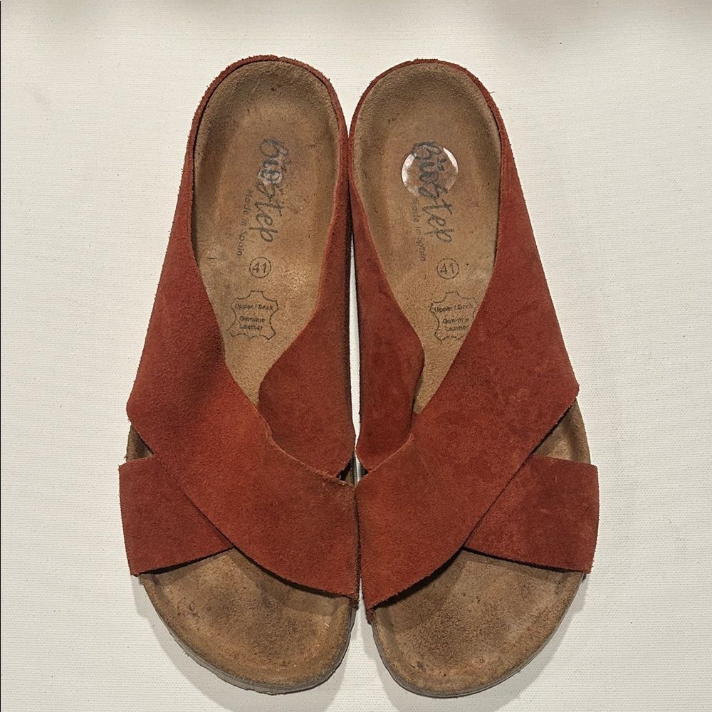 Bestep Womens Rust Suede Crossover Slide Sandals - Comfortable Everyday Wear